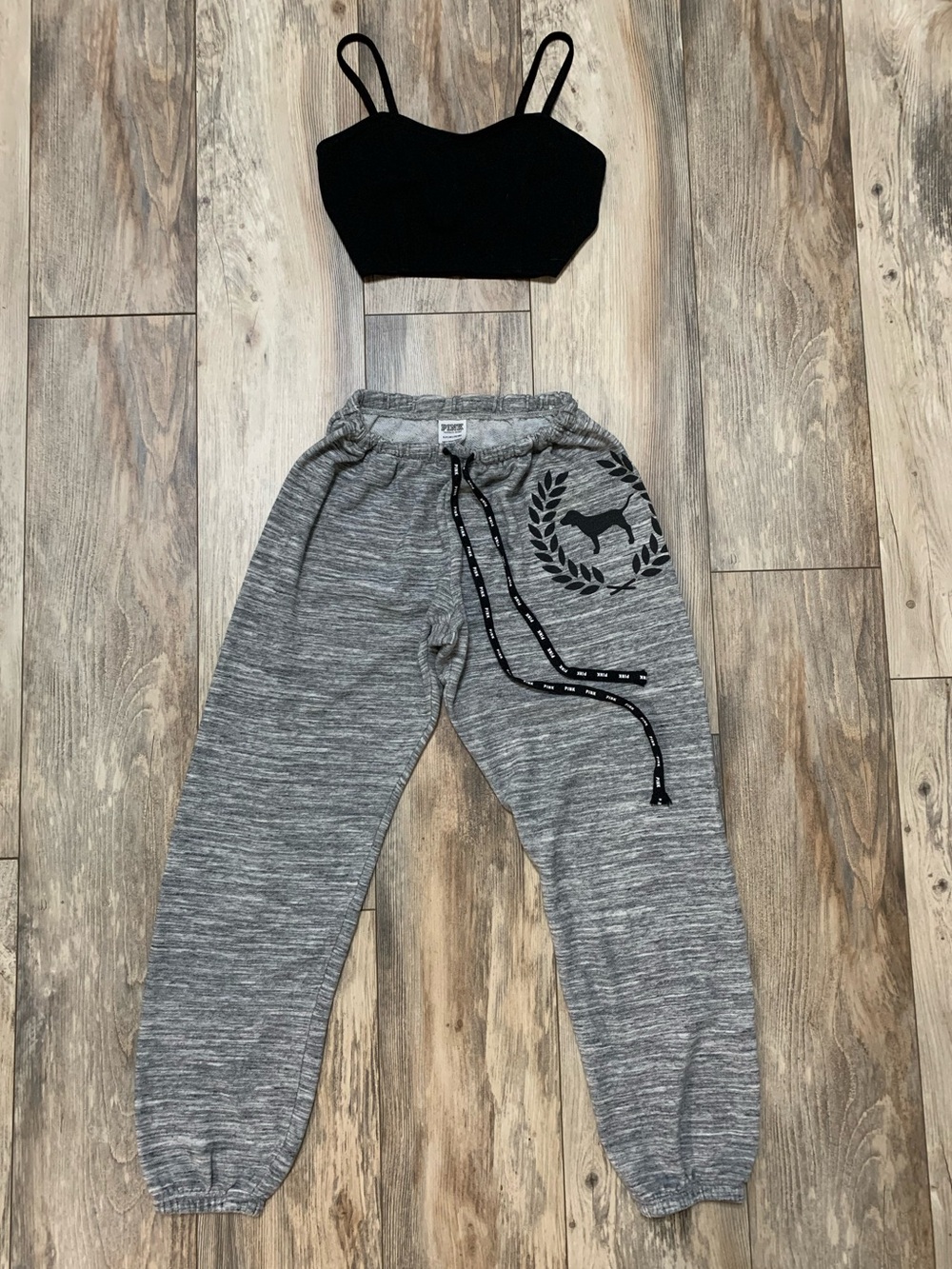 🩶PINK Victorias Secret Pup Crop Drawstring sweat pants